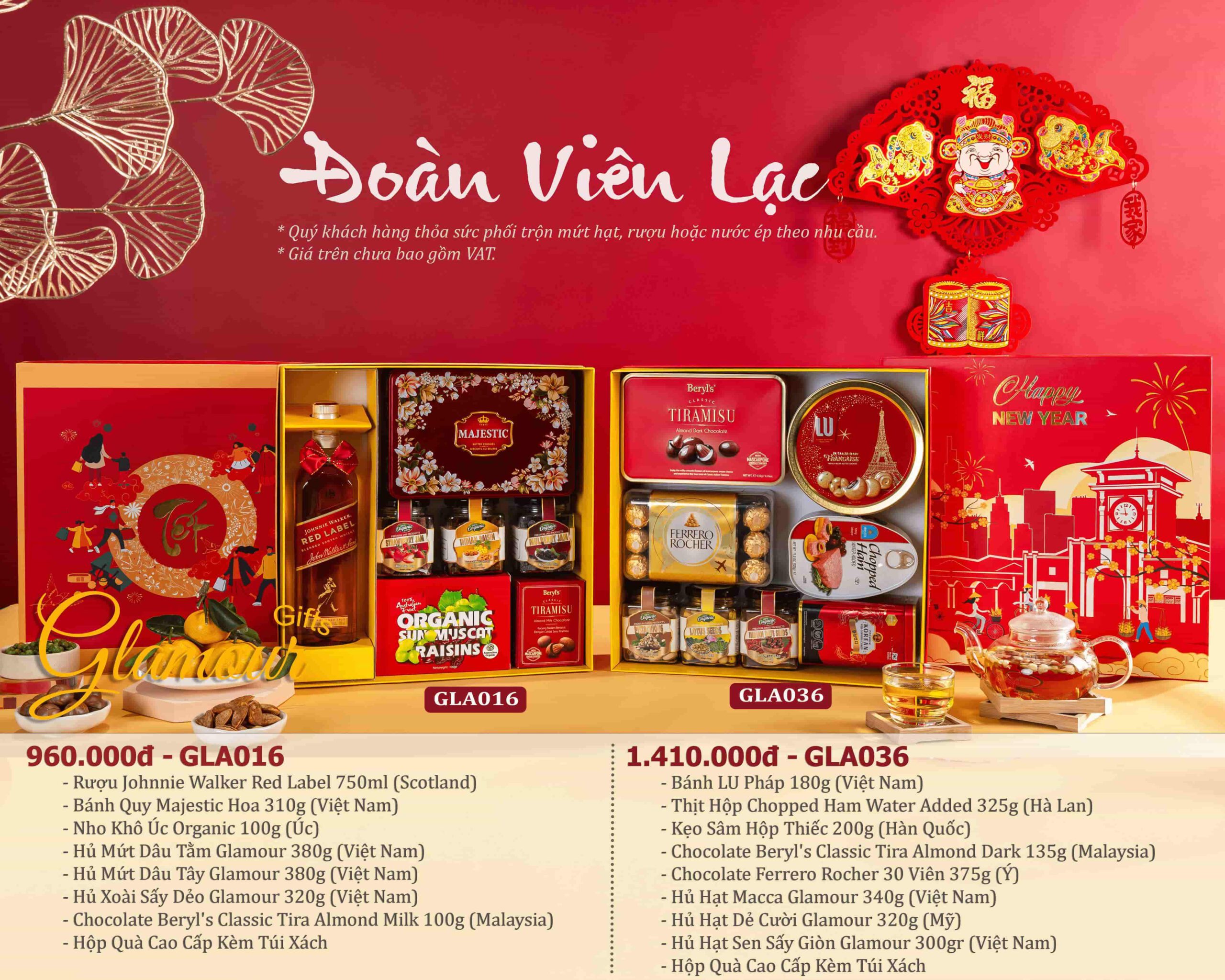 Trang chủ 30 hộp quà Tết Đoàn Viên Lạc GLA016 - GLA036