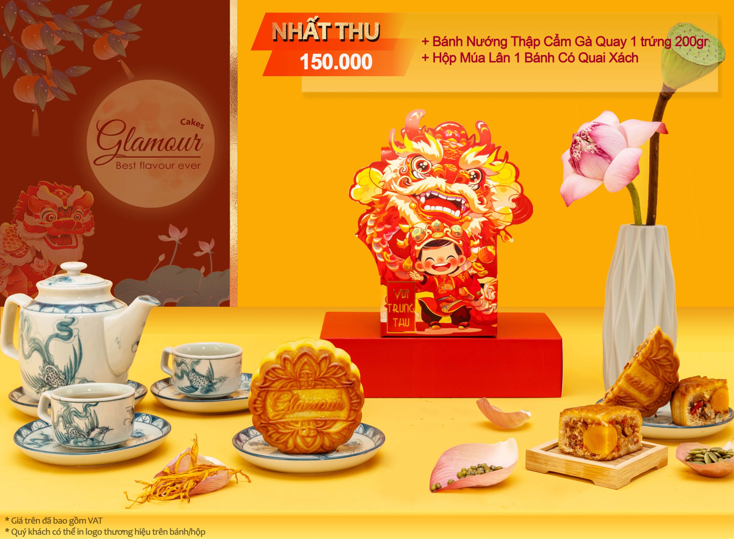 Set Bánh Trung Thu Nhất Thu 1 Trứng (GM2501) - Quà Tặng Nhân Viên Độc Đáo 2 Set Bánh Trung Thu Nhất Thu