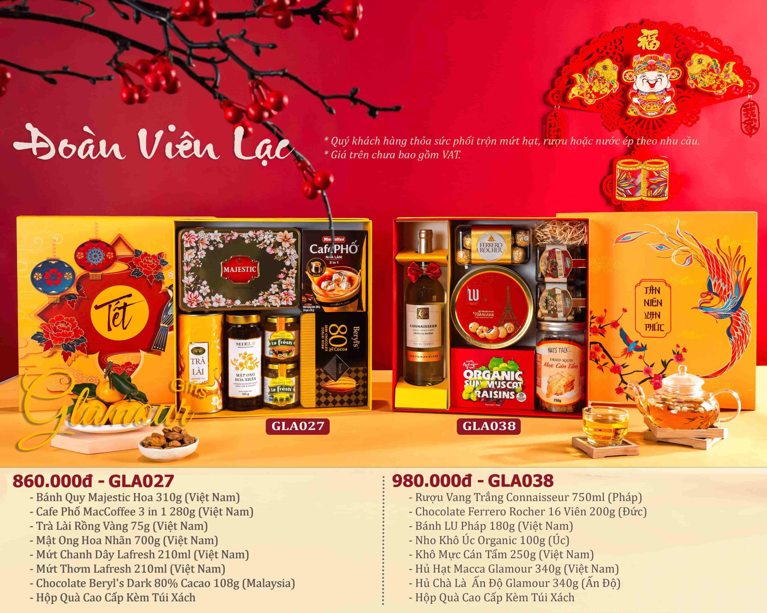 Trang chủ 10 hộp quà Tết Đoàn Viên Lạc GLA027 - GLA038