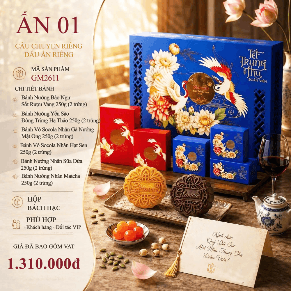 Set Quà Bánh Trung Thu Ấn 1 – Dấu Ấn Đẳng Cấp Cho Món Quà Tri Ân Hoàn Hảo 2 bánh trung thu Ấn 1
