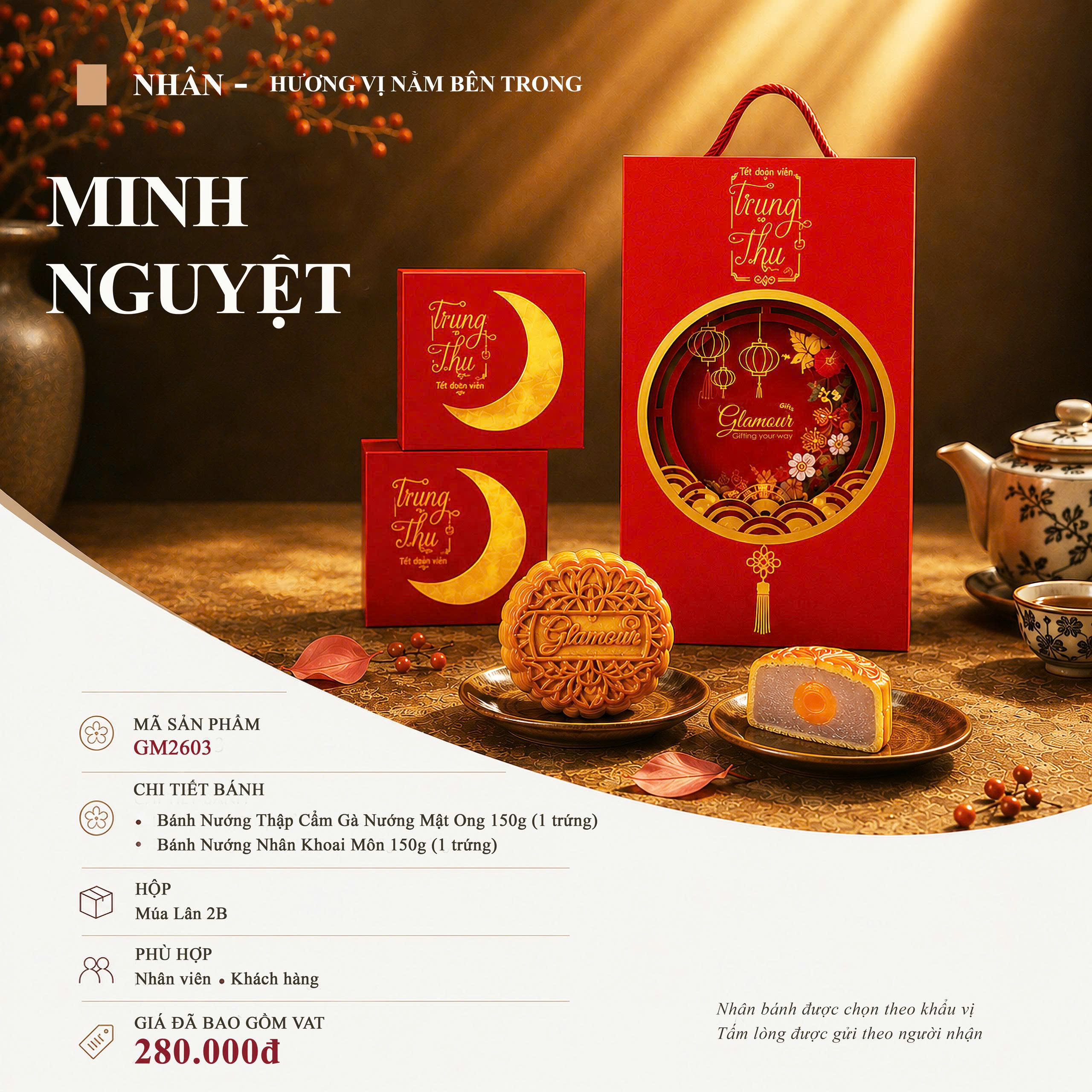 Set Trung Thu Minh Nguyệt – Món Quà Tinh Tế Cho Mùa Đoàn Viên 2 bánh Trung Thu Minh Nguyệt